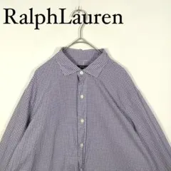 Ralph Lauren チェック柄 長袖ワイシャツ　パープル　L