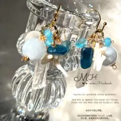 Sale❤アクアマリン♡氷柱ピアス