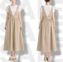 COLZA Vネックジャンパースカート ベージュ L