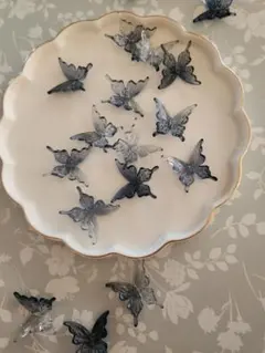 20個　アクリル製　グラデーションブルー　蝶のビーズ