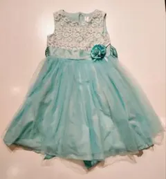 水色 フレアドレス レース装飾