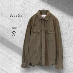 美品✨NTDG VINTAGE（S）ミリタリーシャツ ダメージ加工 カーキ 綿