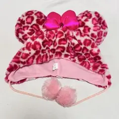 ディズニー　ミニー　ファンキャップ　ヒョウ柄　ピンク