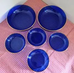 ガラス製ブルーのサラダボウルセット