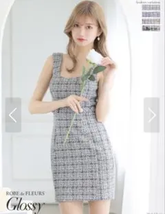 ROBE de FLEURS タイトドレス グレー系