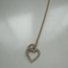 ダブルハート ストーン ネックレス ゴールド