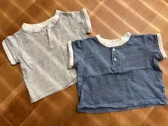 無印良品　グレー・ブルーTシャツ2枚セット　80