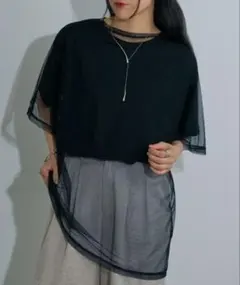 【美品】コロニー2139　チュールレイヤードTシャツ ブラックのサムネイル