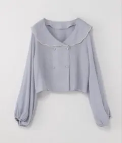 Heather フリル襟ダブルボタンシャツ ラベンダー