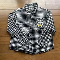 H&M ミッキー柄　チェック柄ネルシャツ