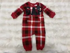 【タグ付未使用】GAP 赤黒チェック柄ロンパース 70cm 裏起毛