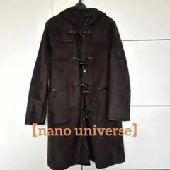 【nano universe】ダークブラウン フード付きムートンコート