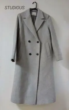 【再値下げ！】STUDIOUS グレー ダブルブレスト ロングコート Mサイズ