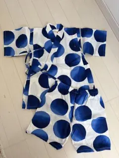 青い水玉模様 甚平 110cm