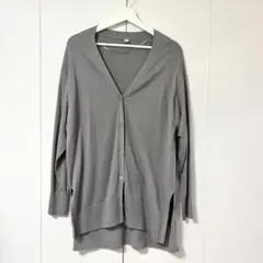 UNIQLO グレー Vネック ロングカーディガン L