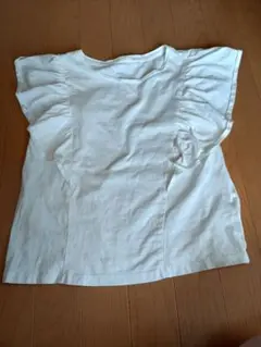 ジーユー　ホワイト袖フリルTシャツ　Sサイズ　レディース