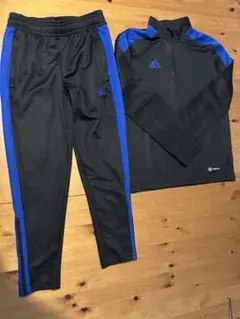 adidas ジャージ上下セット 黒/青