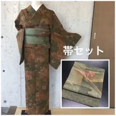 【小紋・帯セット】正絹　小紋　花柄　袷　帯セット
