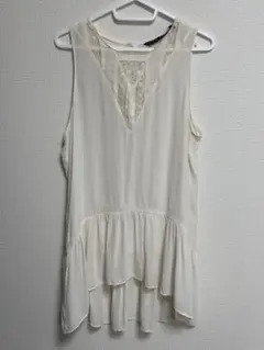 ZARA BASIC ノースリーブ レース切替 ホワイト Sのサムネイル