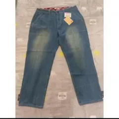 大きいサイズ3L ロールアップ チェック柄裏地 デニムパンツのサムネイル