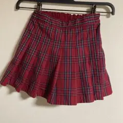 【週末SALE】キッズ　赤チェック柄 プリーツスカート　120 UNIQLO