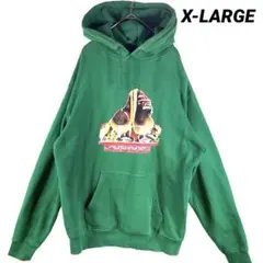 X-LARGE グリーン グラフィックプリント パーカー　フーディー　Mサイズ