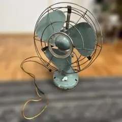 希少】昭和レトロ ナショナル 扇風機 ブルー 鉄製 オブジェ ジャンク