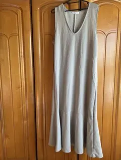 グリーンパークス ロングワンピース マーメイドジャンパースカート ベージュ