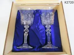 クリスタルガラス カットワイングラス 2個セット BOHEMIA
