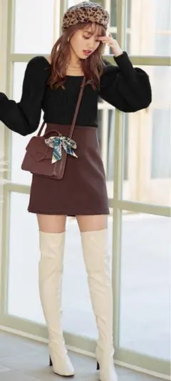 GRLブラック パフスリーブ ニット セーター