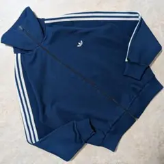 超希少⭐adidas80sデサント製ヴィンテージトラックジャケット紺白在原みゆ紀