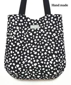 トートバッグ　肩掛けトートバッグ　ダルメシアン　ブラック　　ハンドメイド