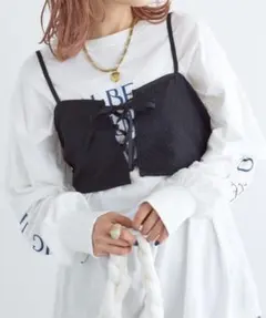 w closetぷくぷくビスチェ ブラック クロップドビスチェ ストラップ付きのサムネイル