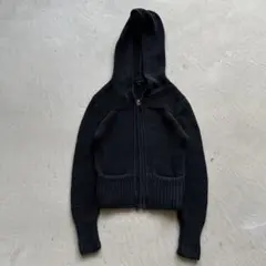 90s ralph lauren sport ニット ジップパーカー 黒 短丈