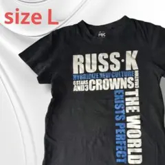 ✨RUSS・K✨　ラスケー　Tシャツ　ブラック　L　メタリックプリントのサムネイル