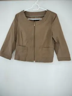 ナノユニバース ノーカラージャケット M 茶のサムネイル