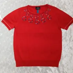 LANVIN COLLECTION 半袖ニット レッド サイズ38