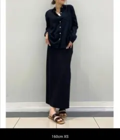 新品◆GAP リネンブレンドスリットロングスカート◆ブラック　黒　麻