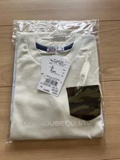 【新品未使用】ミキハウス　ダブルビー　長袖Tシャツ　120 白×迷彩ポケット