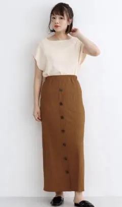 【merlot】 新品未使用　タグ付き　秋スカート　キャメル　リブ素材のサムネイル