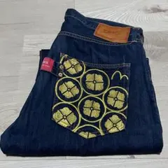 サイズ36 金ラメ 道楽 NO3 希少 濃紺美品 赤ロック エヴィス エビス