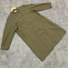良品★GoldenBear ロングシャツ羽織 コックコート風 カーキ LL