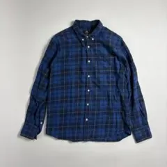 BEAMS HEART 青系チェックネルシャツ XL