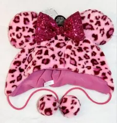 東京ディズニーリゾート　ヒョウ柄　ファンキャップ ピンク レオパード ミニー