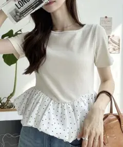 美品】Adé（アデ）バイカラー ペプラム シャツブラウス 田丸麻紀 黒 M 