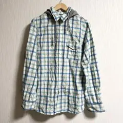 90s ocean pacific バックロゴ刺繍　チェックシャツ　フード付きのサムネイル