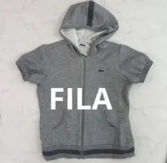 【美品】FILA フィラ 半袖 ジップアップパーカー グレー Mサイズ