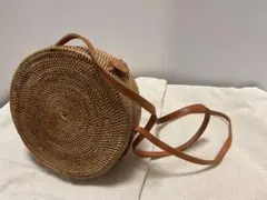 かごバック アタ ショルダーバッグ サークル 丸 バリ雑貨 エスニック 本革