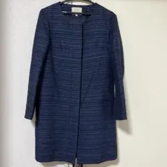 BEAUTY&YOUTH ツイード ネイビー ノーカラーコート Sサイズ