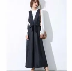 fifth ウエストリボンVネックコンビネゾン オールインワン